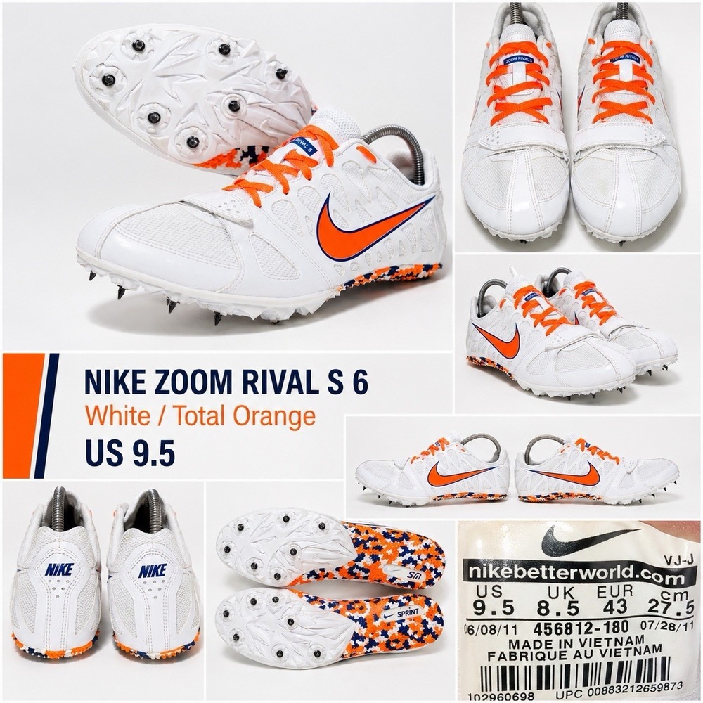 Size 9.5 - Nike Zoom Rival S 6 White Total Orange Track And Field Cleat Spike